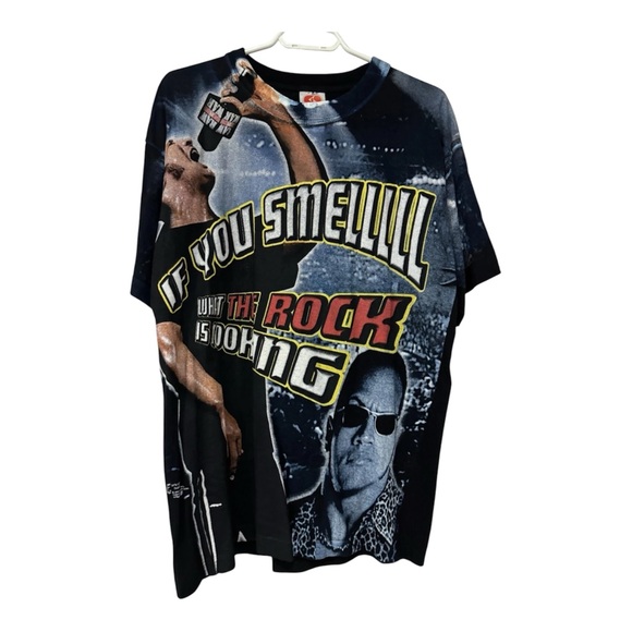 WWE Rare Y2K Vintage The Rock T-Shirt 'Smell What The Rock Is Cooking' Mens Lrg - Picture 4 of 7